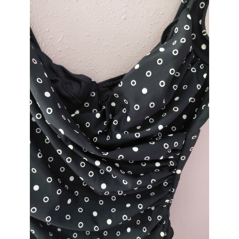 Miraclesuit Underwire Bra One Piece Black/White Circle Swimsuit Women’s 14 - Picture 4 of 13
